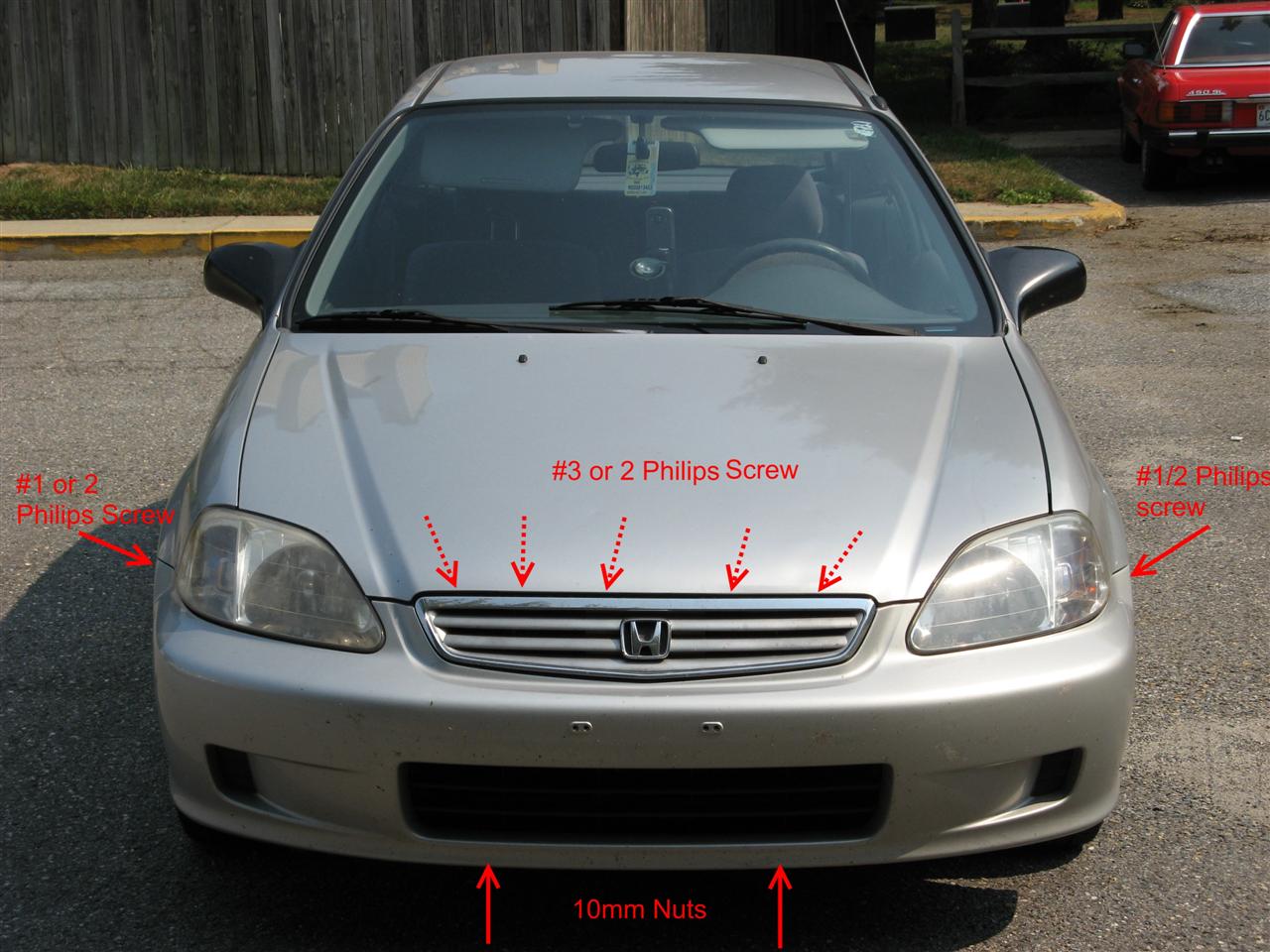 2000 Honda civic front bumper removal